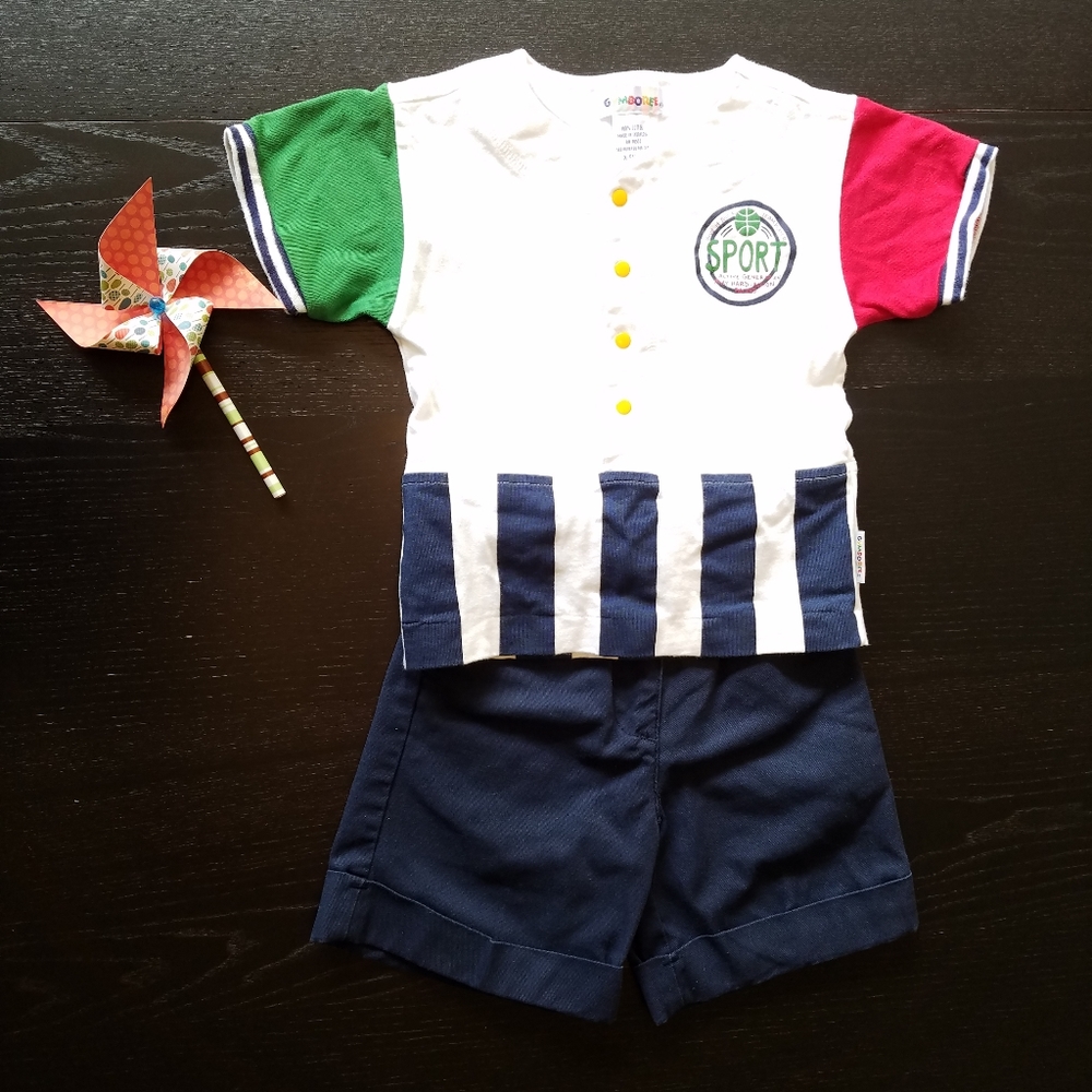 Boys XS Basketball Jersey with navy shorts